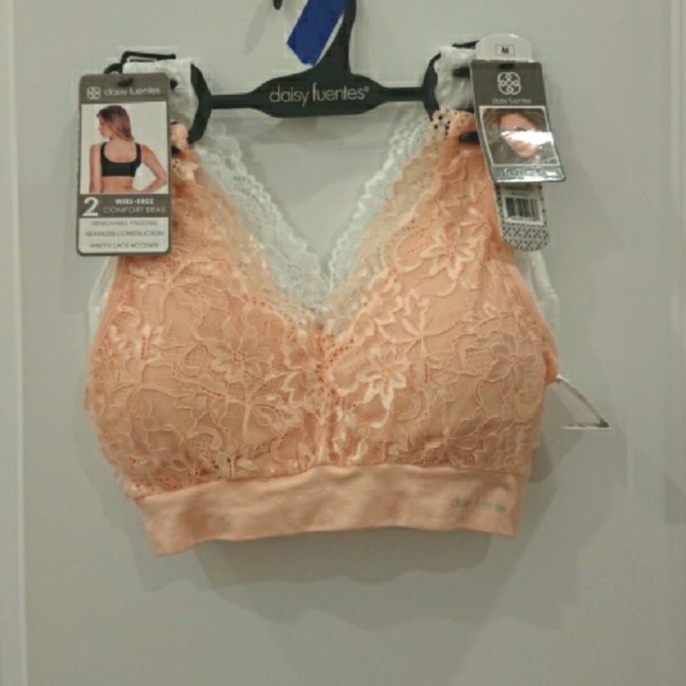 Daisy Fuentes White & peach Lace Longline Bra set! - Picture 10 of 13